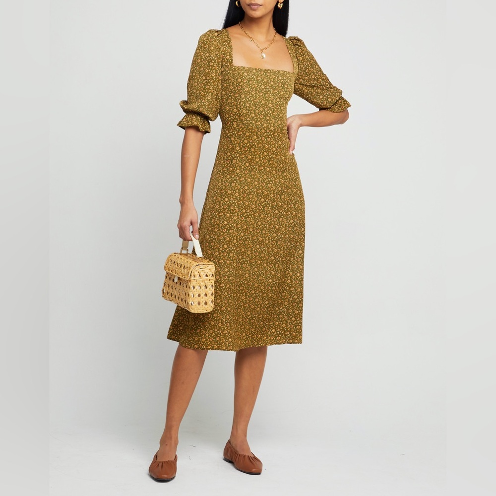 O.P.T Meadow Midi Dress in Green Floral